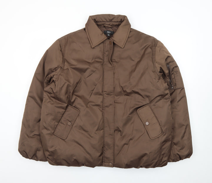 Next Women Brown Puffer Jacket Size 14 Insulated Winter Coat