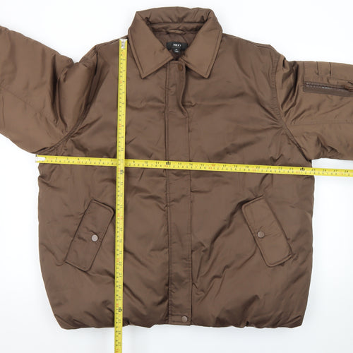 Next Women Brown Puffer Jacket Size 14 Insulated Winter Coat