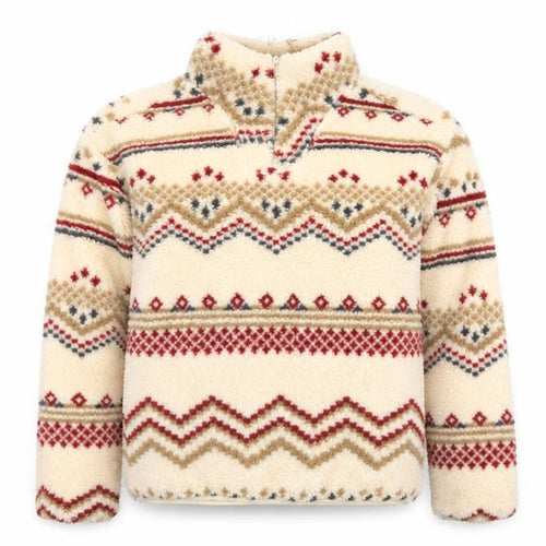 Brave Soul Women Beige Fair Isle Fleece Pullover Sweatshirt M