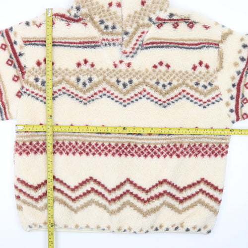 Brave Soul Women Beige Fair Isle Fleece Pullover Sweatshirt M