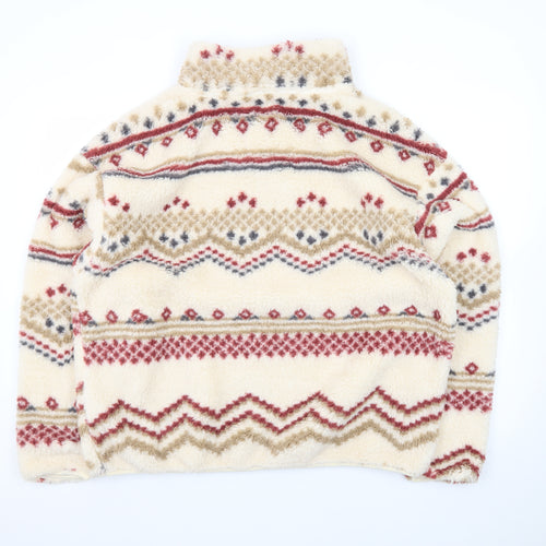 Brave Soul Women Beige Fair Isle Fleece Pullover Sweatshirt M