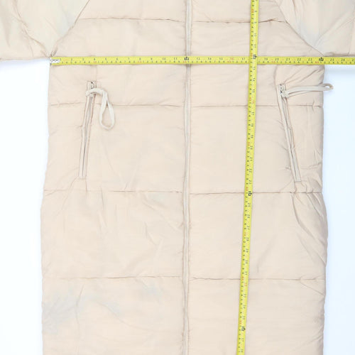 Rising Womens Beige Long Hooded Puffer Coat Size S Winter Warm
