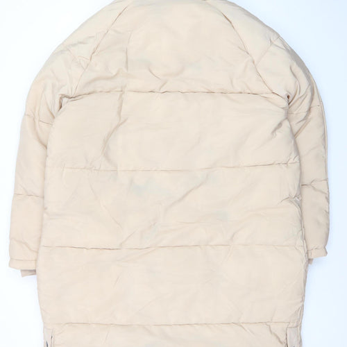 Rising Womens Beige Long Hooded Puffer Coat Size S Winter Warm