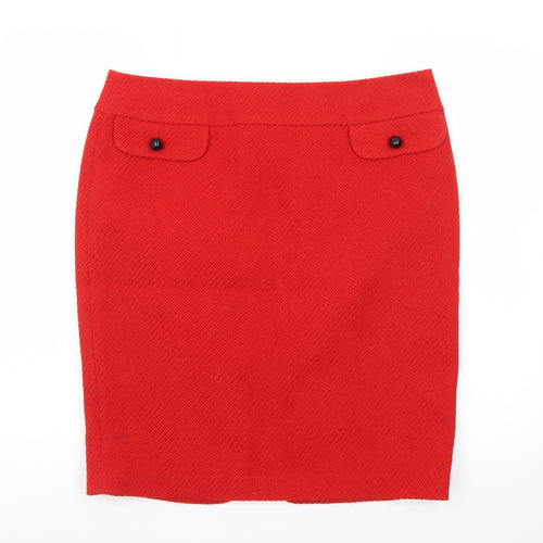 Marks and Spencer Women Red Wool Blend Pencil Skirt Size 16 Petite