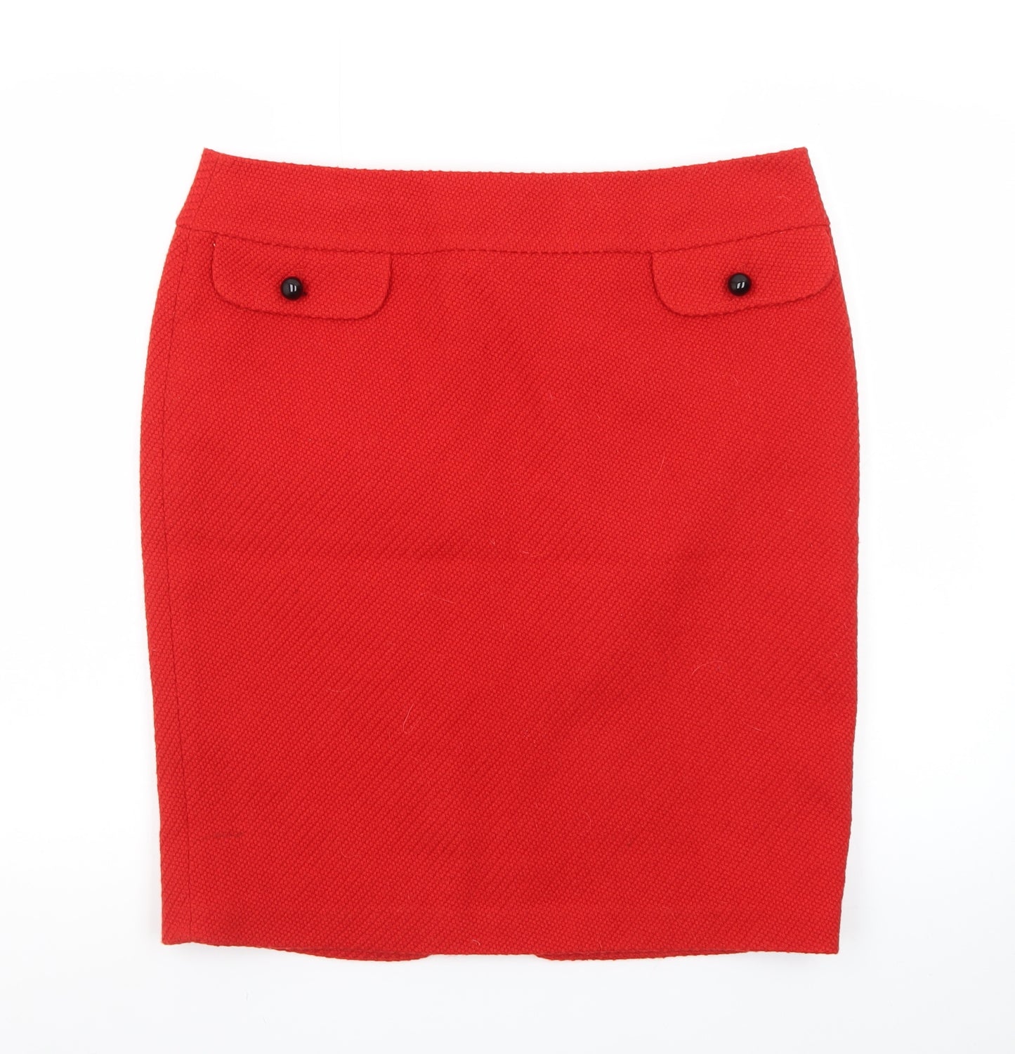Marks and Spencer Women Red Wool Blend Pencil Skirt Size 16 Petite