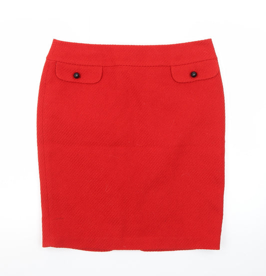 Marks and Spencer Women Red Wool Blend Pencil Skirt Size 16 Petite