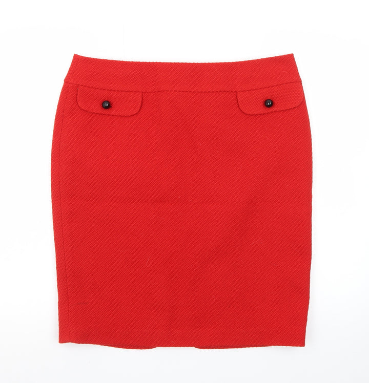 Marks and Spencer Women Red Wool Blend Pencil Skirt Size 16 Petite