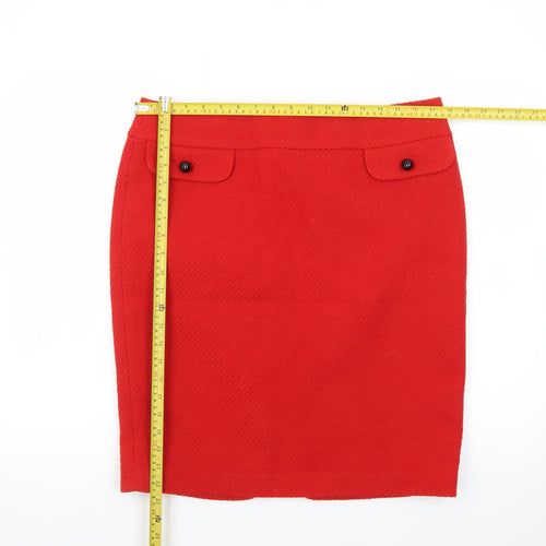 Marks and Spencer Women Red Wool Blend Pencil Skirt Size 16 Petite