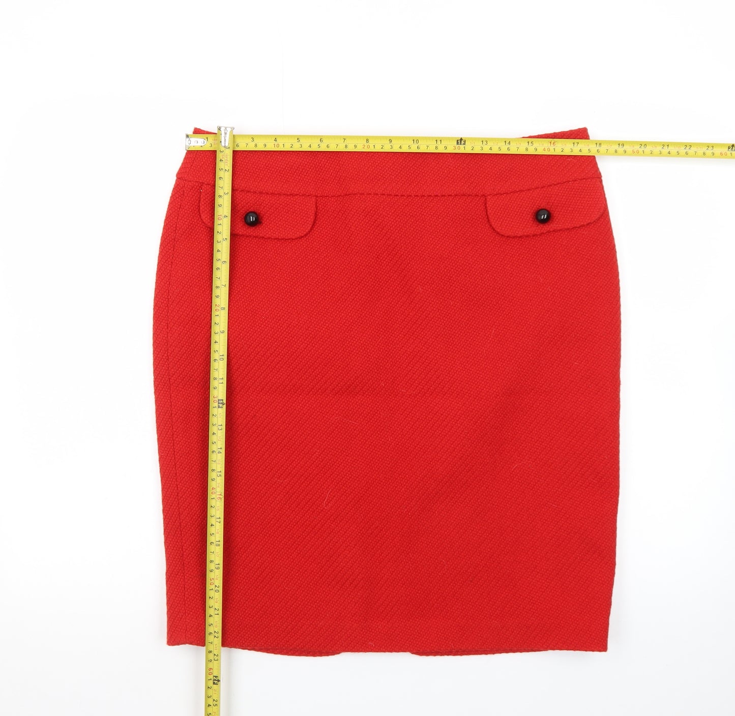 Marks and Spencer Women Red Wool Blend Pencil Skirt Size 16 Petite