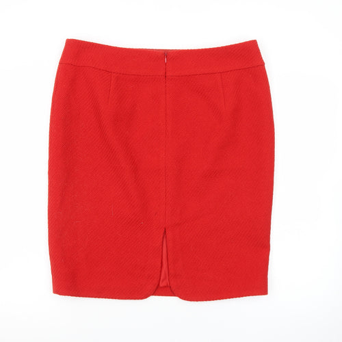 Marks and Spencer Women Red Wool Blend Pencil Skirt Size 16 Petite