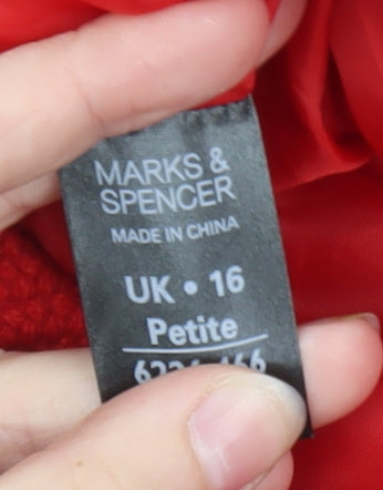 Marks and Spencer Women Red Wool Blend Pencil Skirt Size 16 Petite