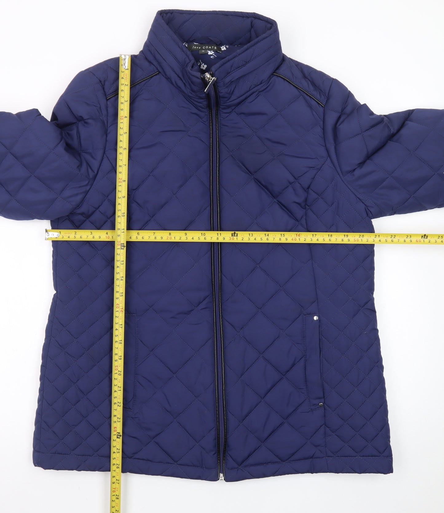 Love Coats Women's Blue Quilted Mid-Length Jacket Size 16