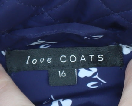 Love Coats Women's Blue Quilted Mid-Length Jacket Size 16