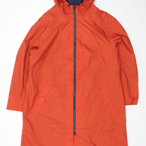 Seasalt Cornwall Womens Orange Waterproof Rain Coat Size 16 Hooded Long
