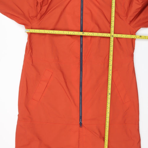 Seasalt Cornwall Womens Orange Waterproof Rain Coat Size 16 Hooded Long