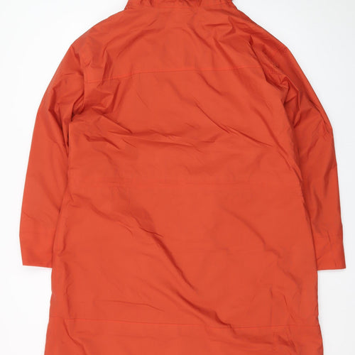 Seasalt Cornwall Womens Orange Waterproof Rain Coat Size 16 Hooded Long