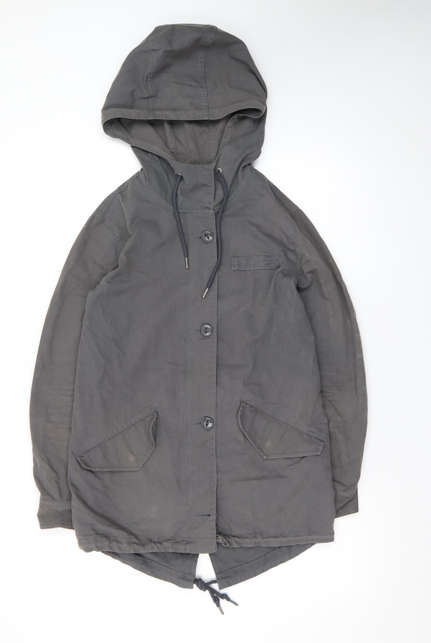 Twik Women’s Grey Cotton Hooded Parka Jacket XS