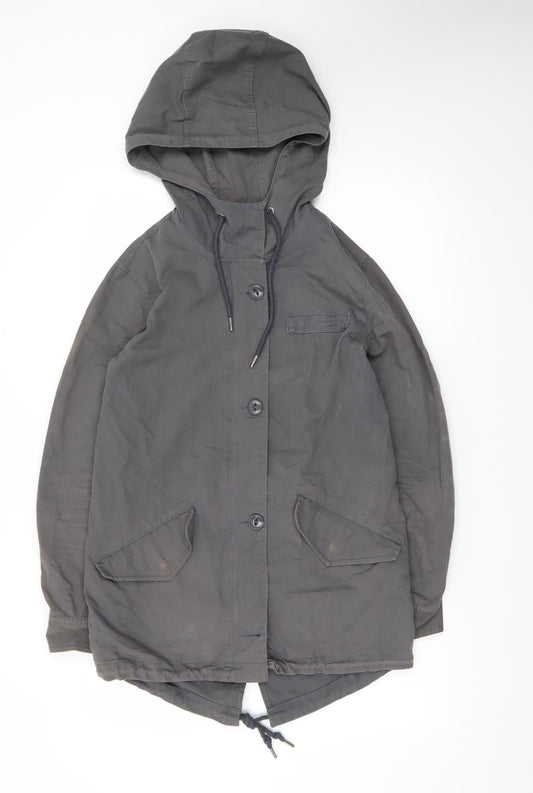 Twik Women’s Grey Cotton Hooded Parka Jacket XS