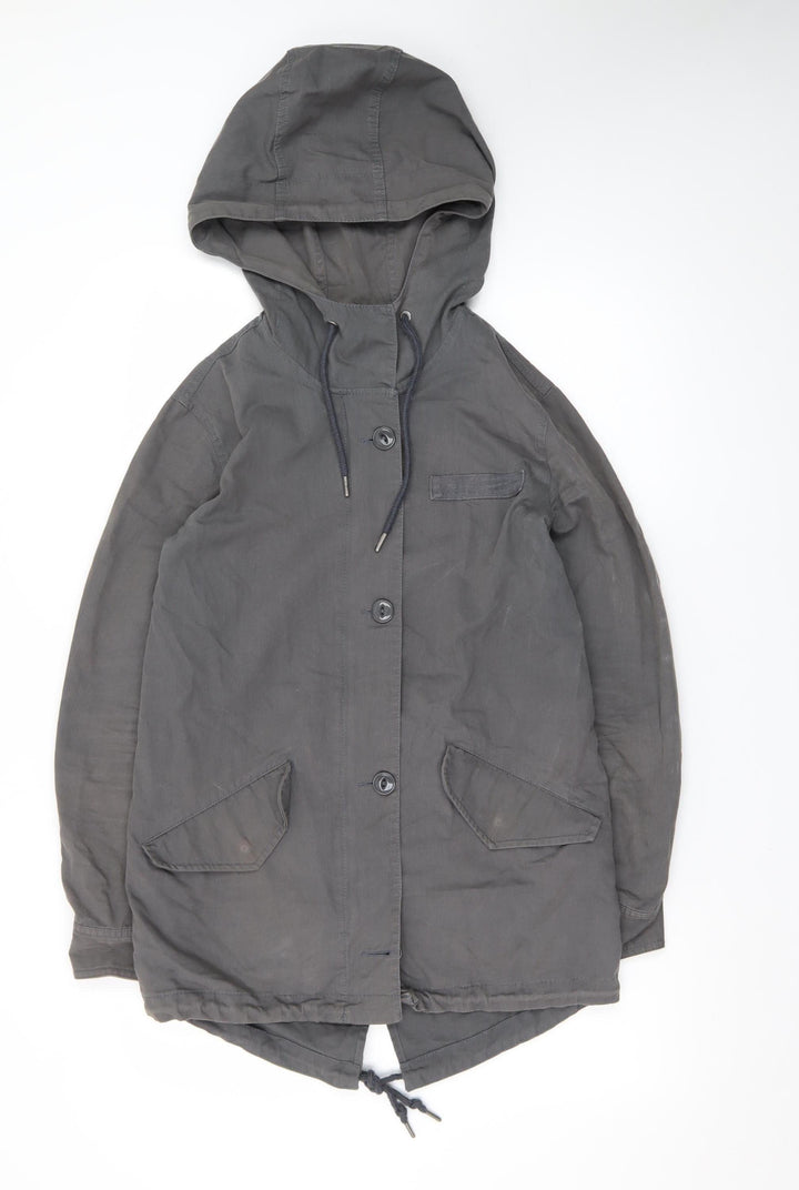 Twik Women’s Grey Cotton Hooded Parka Jacket XS