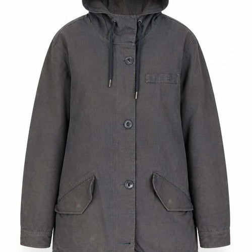 Twik Women’s Grey Cotton Hooded Parka Jacket XS