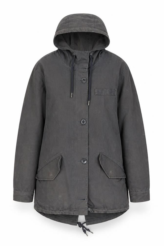 Twik Women’s Grey Cotton Hooded Parka Jacket XS