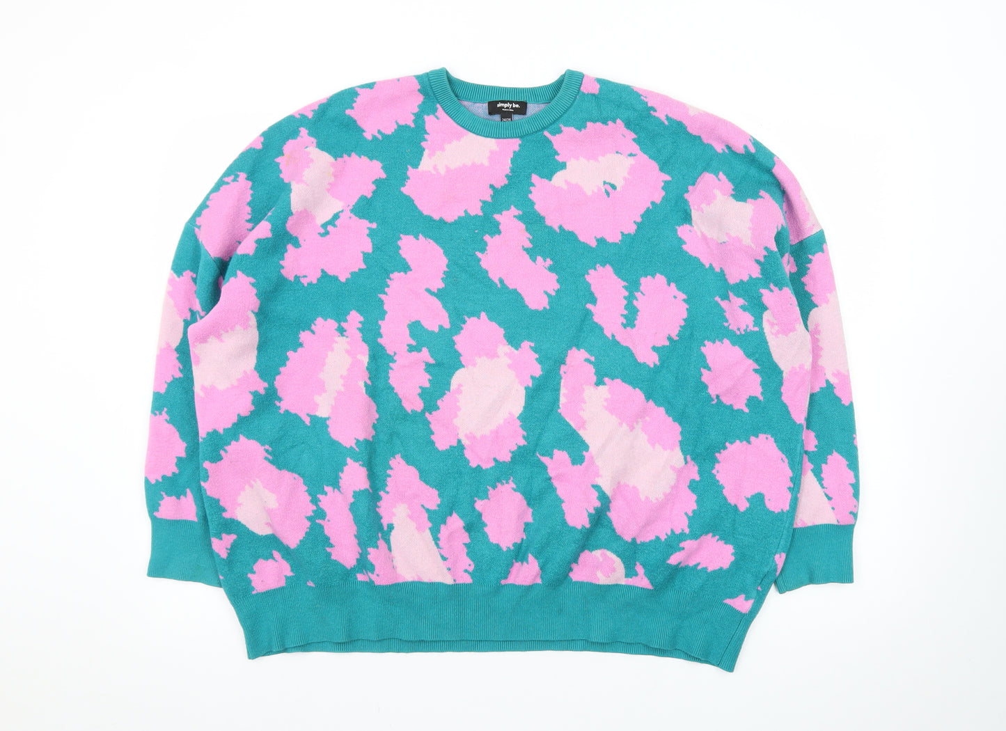 Simply Be Women's Multicoloured Animal Print Crew Neck Jumper Size 24