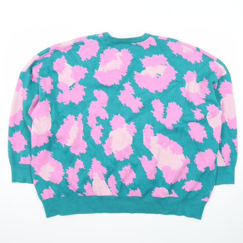 Simply Be Women's Multicoloured Animal Print Crew Neck Jumper Size 24