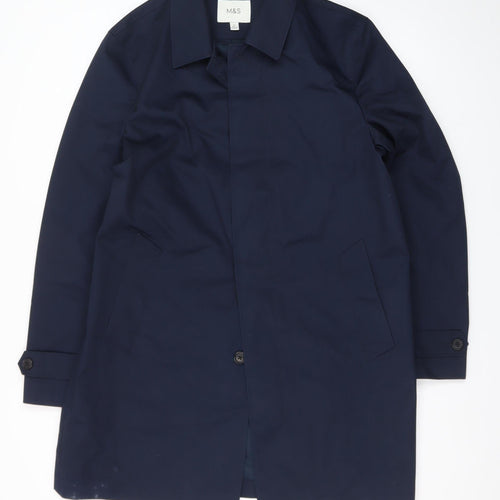 Marks and Spencer Women's Blue L Trench Coat Mid-Length Classic Style