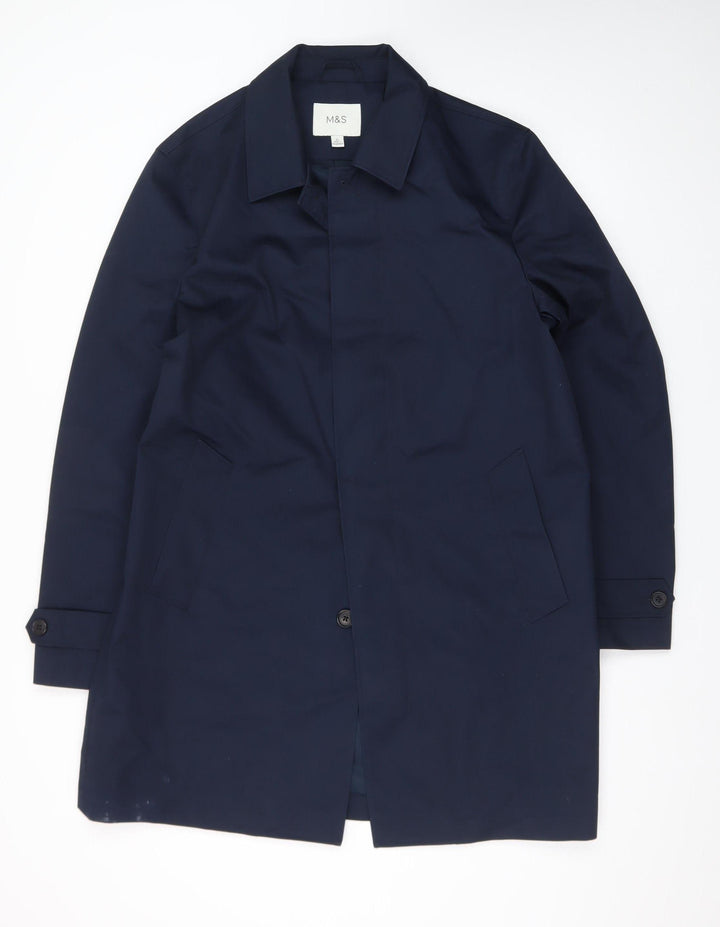 Marks and Spencer Women's Blue L Trench Coat Mid-Length Classic Style