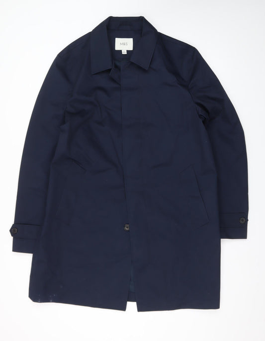 Marks and Spencer Women's Blue L Trench Coat Mid-Length Classic Style