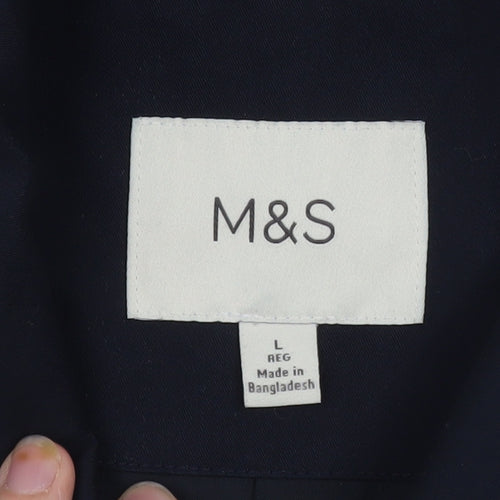 Marks and Spencer Women's Blue L Trench Coat Mid-Length Classic Style