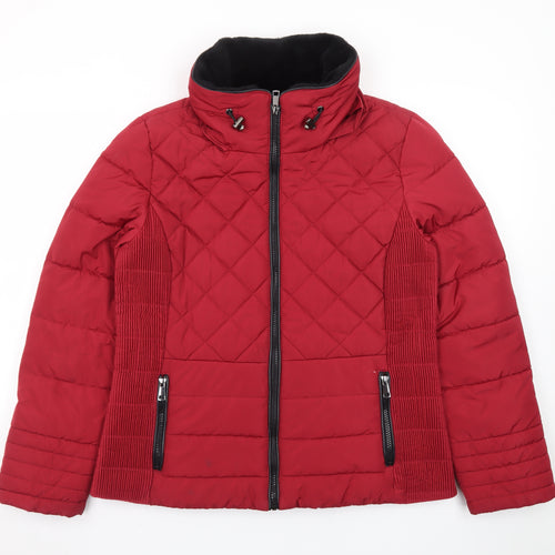 George Women's Red Quilted Full Zip Puffer Jacket Size 16