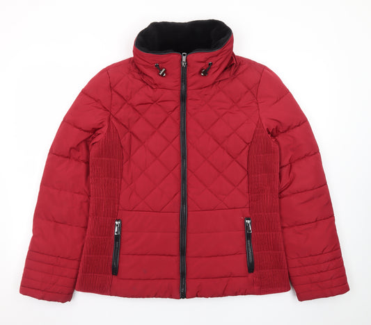 George Women's Red Quilted Full Zip Puffer Jacket Size 16