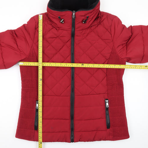 George Women's Red Quilted Full Zip Puffer Jacket Size 16
