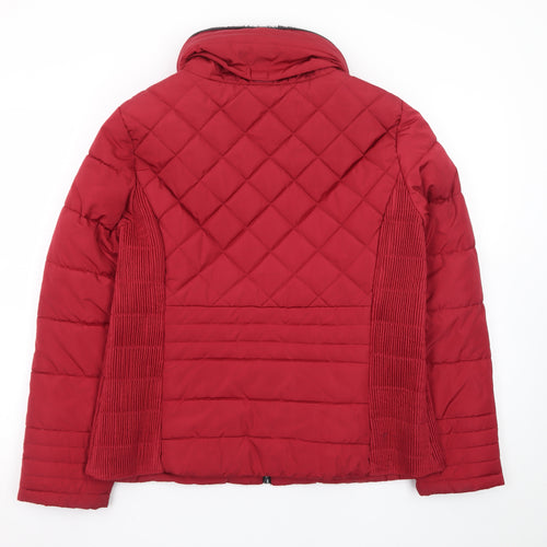 George Women's Red Quilted Full Zip Puffer Jacket Size 16