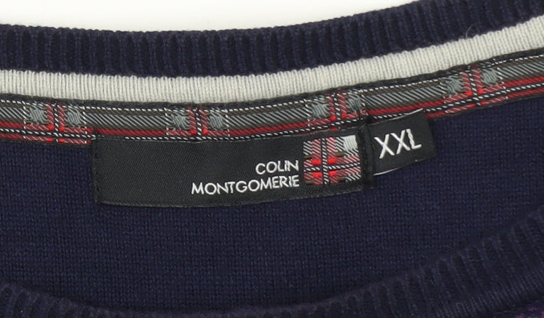 Colin Montgomerie Men's Purple 2XL Cotton Blend Crew Neck Jumper