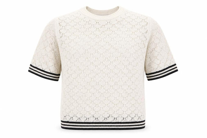 Marks & Spencer Men’s Ivory Open-Knit Cotton Short Sleeve Jumper M