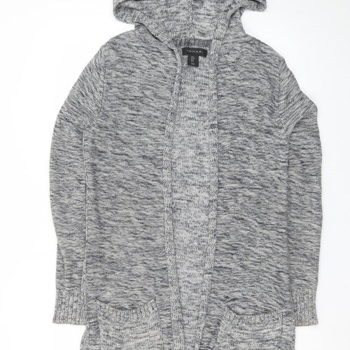 Tahari Women’s Grey Knit Hooded Long Sleeve Open Cardigan Size S