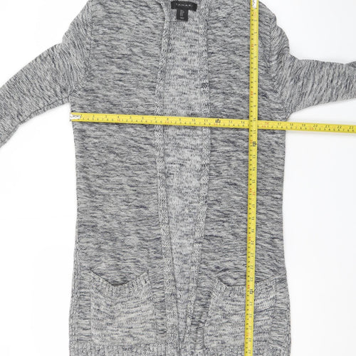 Tahari Women’s Grey Knit Hooded Long Sleeve Open Cardigan Size S