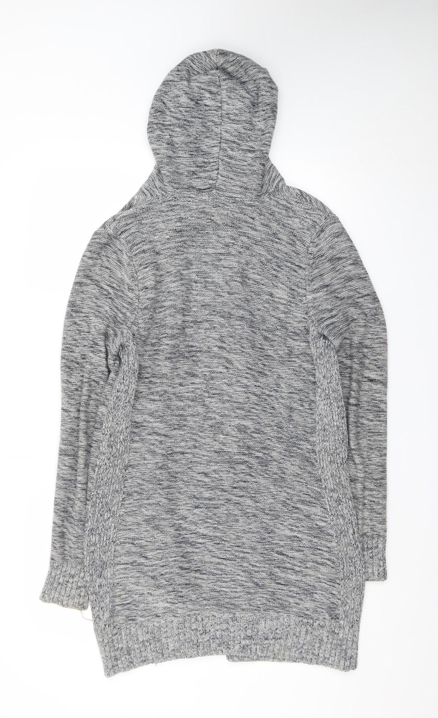 Tahari Women’s Grey Knit Hooded Long Sleeve Open Cardigan Size S