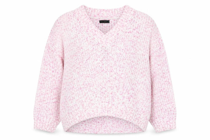 F&F Women’s Pink Chunky-Knit V-Neck Jumper Size L