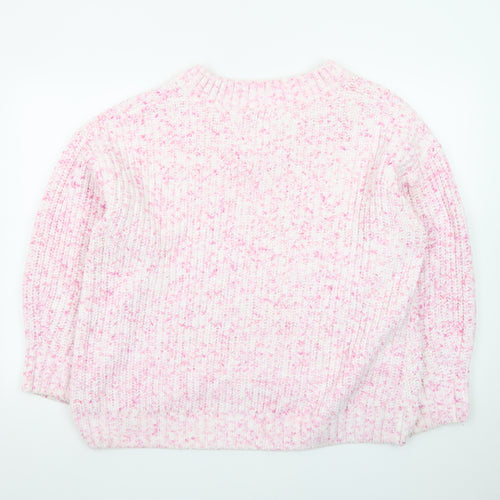 F&F Women’s Pink Chunky-Knit V-Neck Jumper Size L