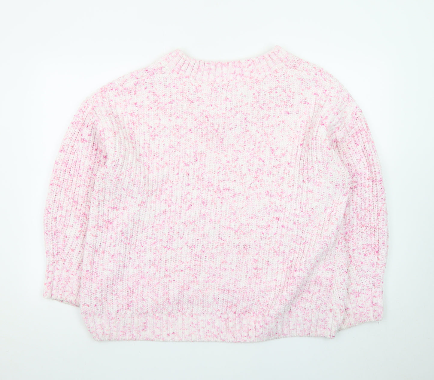 F&F Women’s Pink Chunky-Knit V-Neck Jumper Size L