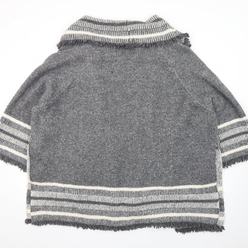 ZARA Women Grey Wool Blend Striped Knit Cardigan Size S