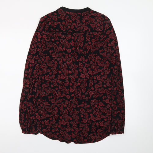 Monsoon Women’s Black Red Embroidered Floral Tunic Blouse UK 10