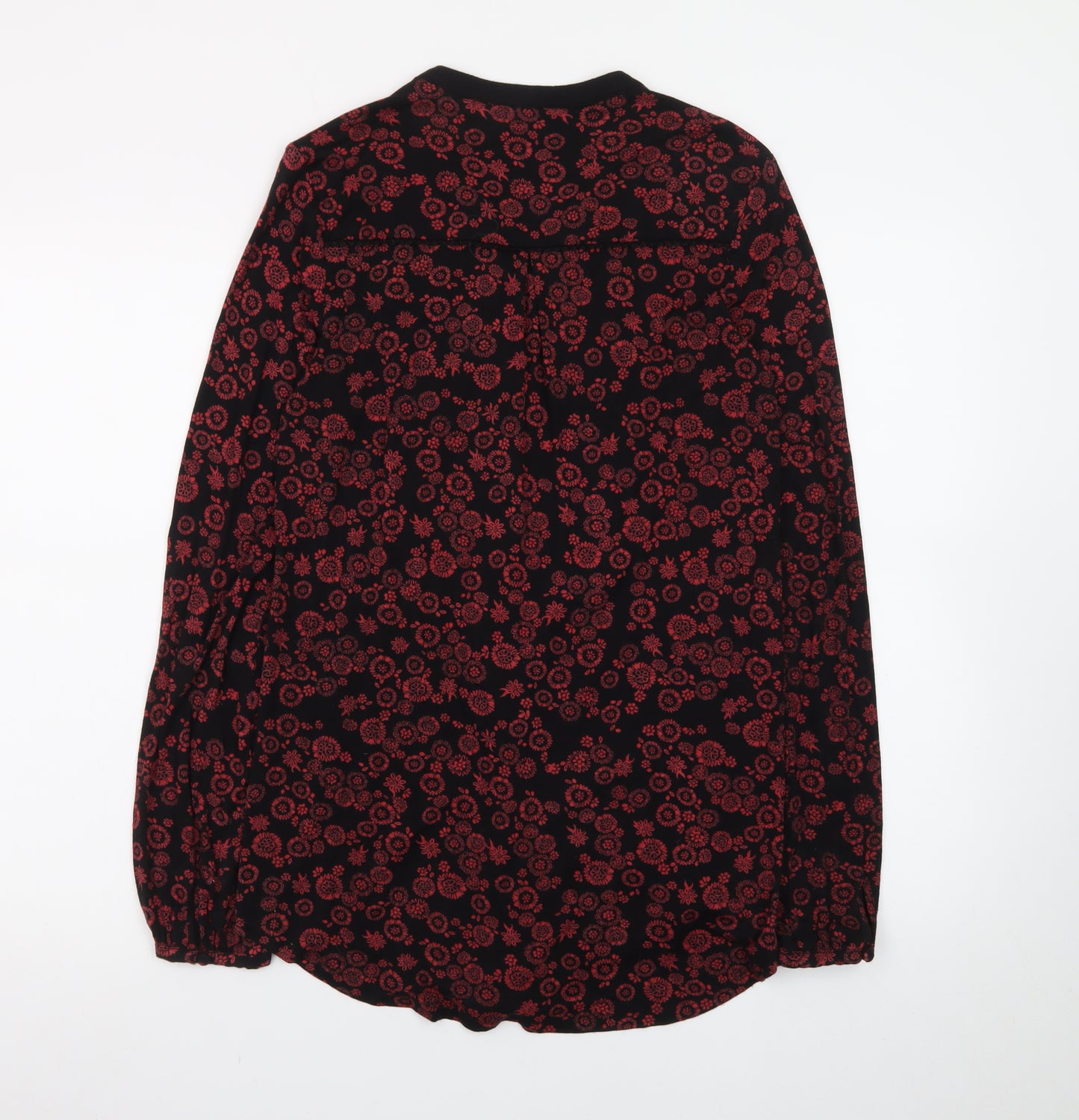 Monsoon Women’s Black Red Embroidered Floral Tunic Blouse UK 10