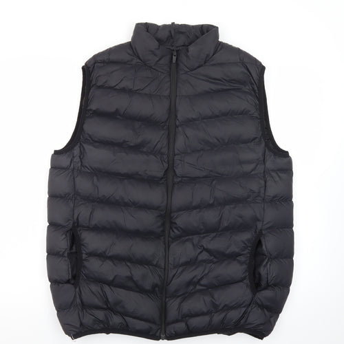 Brave Soul Men's Black Puffer Gilet Waistcoat Size L Warm Lightweight