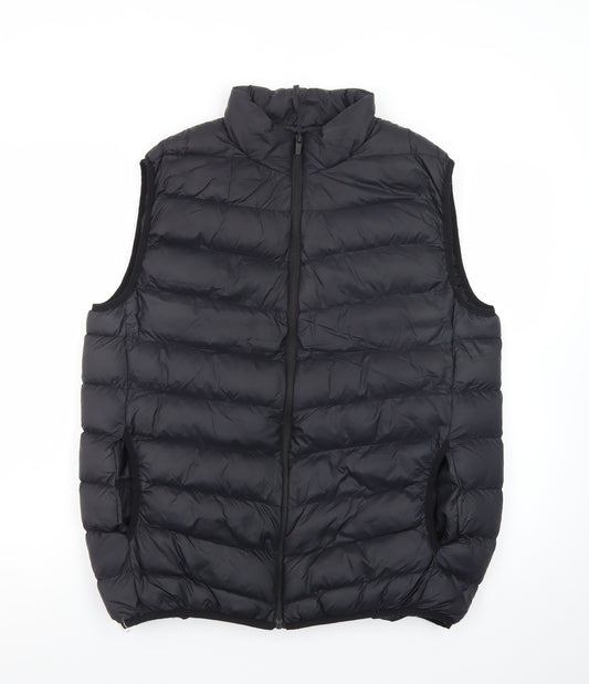 Brave Soul Men's Black Puffer Gilet Waistcoat Size L Warm Lightweight