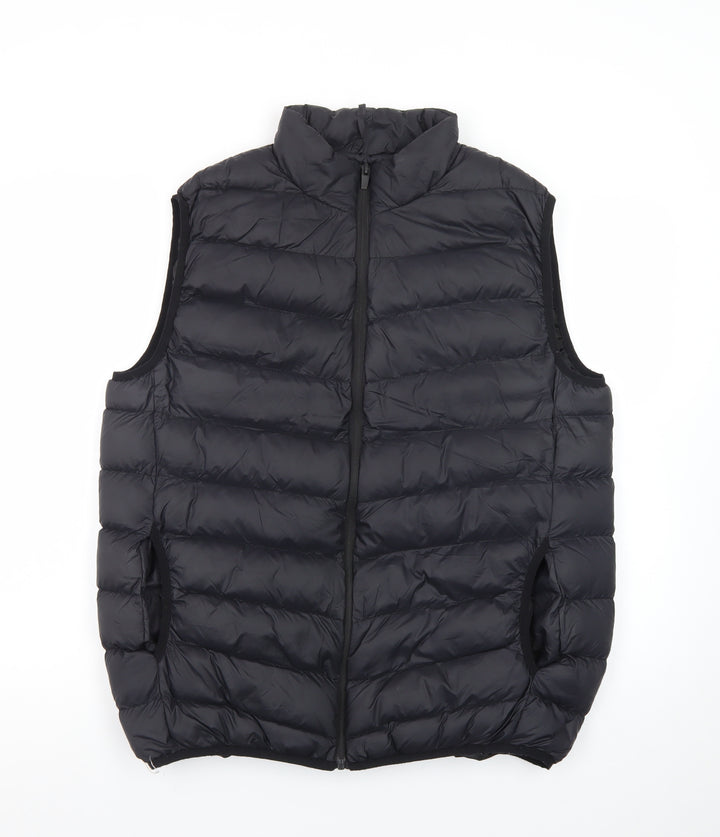Brave Soul Men's Black Puffer Gilet Waistcoat Size L Warm Lightweight