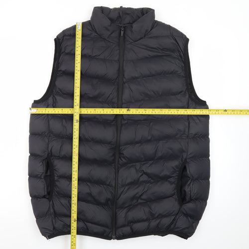 Brave Soul Men's Black Puffer Gilet Waistcoat Size L Warm Lightweight